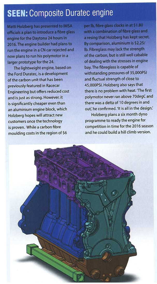 Matti Holtzberg and Polimotor mentioned in Racecar Engineering's "seen" section